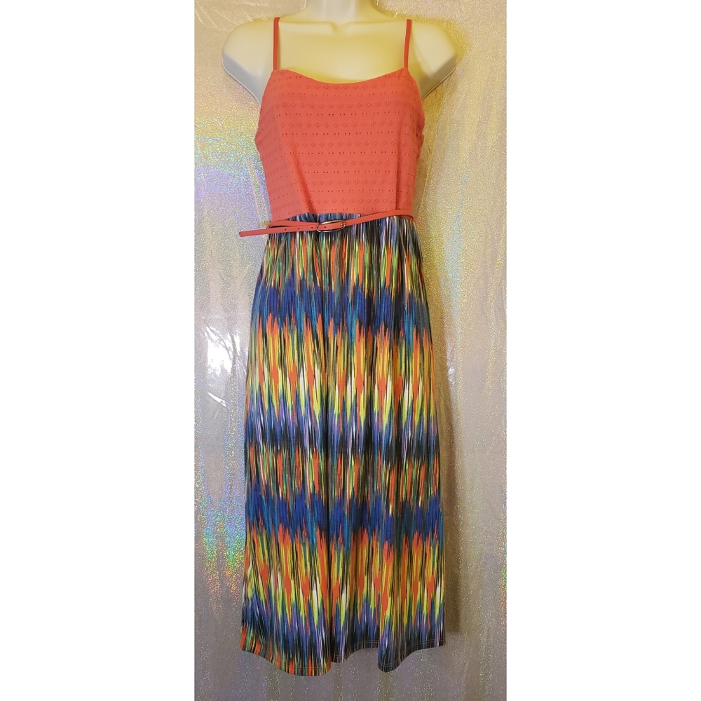 Kandy Kiss Size Medium Dress. Pink Top and Multi-Colored Bottom.